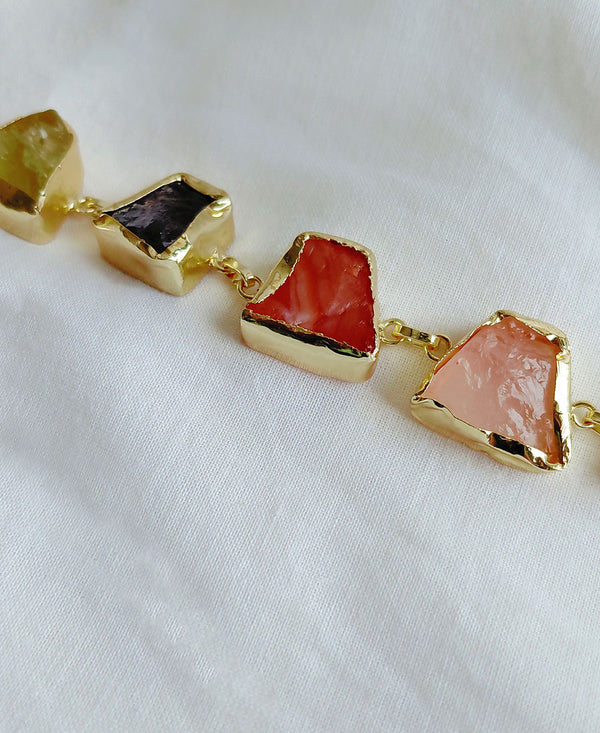 Multi Stone 18K Gold Plated Bracelet