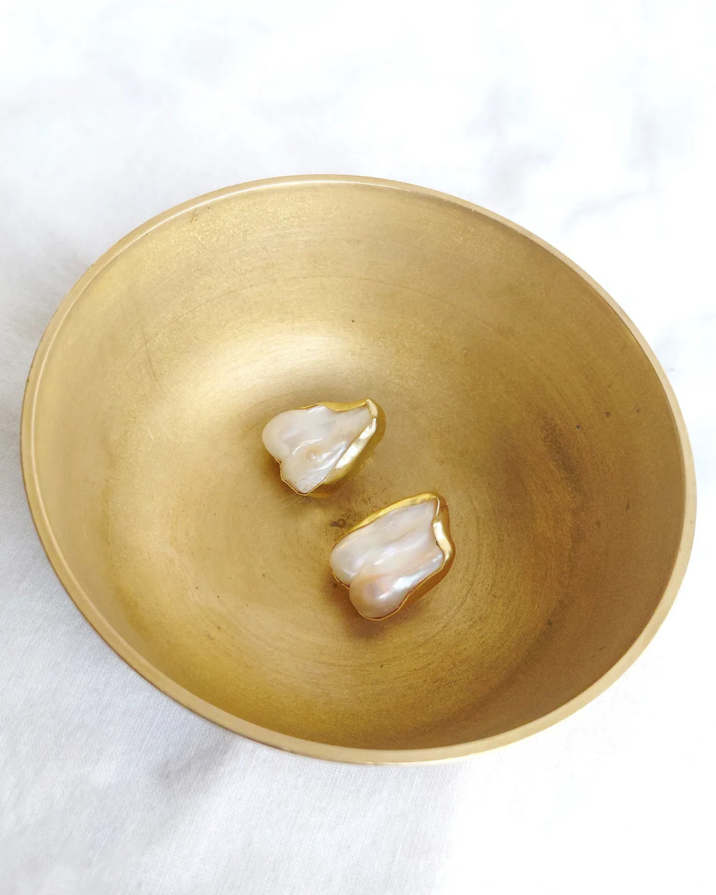 18K gold-plated real pearl sculptural stud earrings