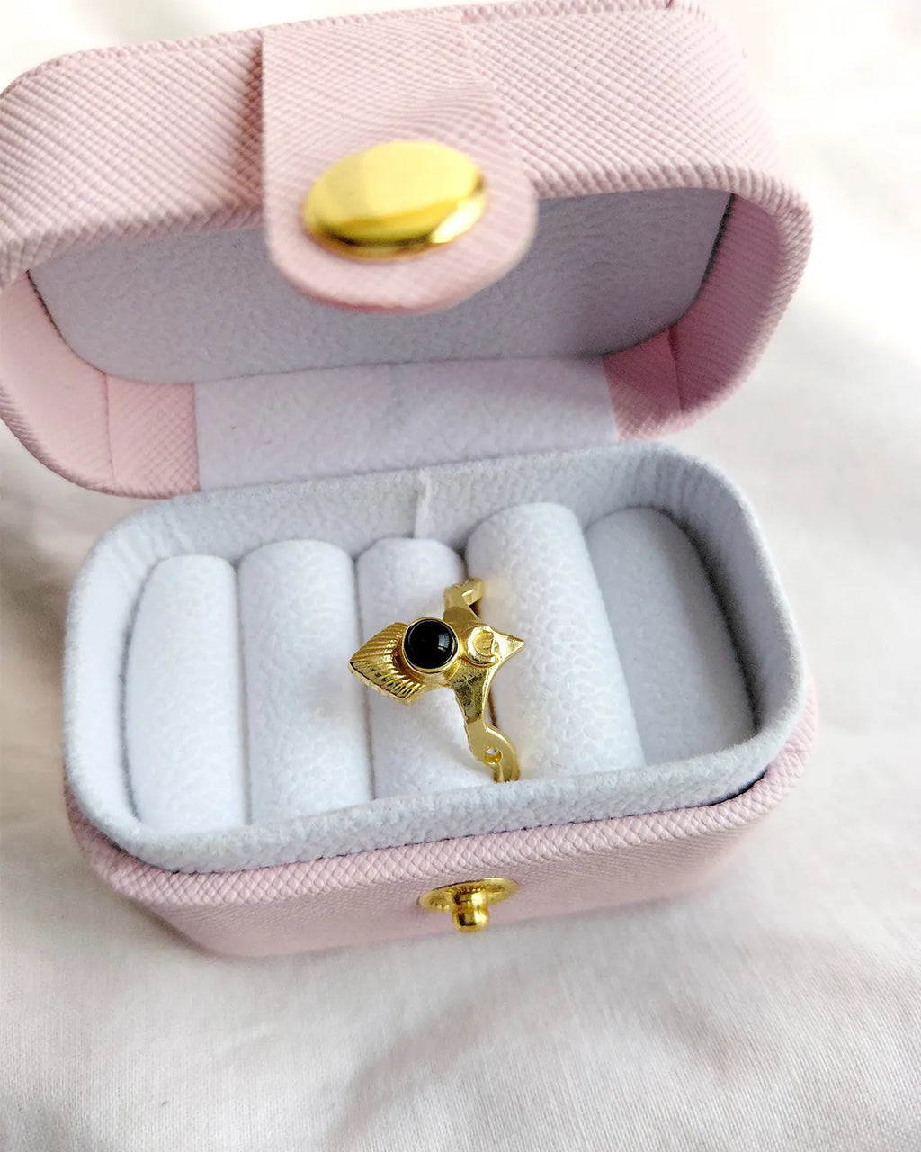 Black Stone Gold Plated Statement Ring