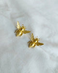 Golden Bee Statement Stud Earrings by Solmist Muse