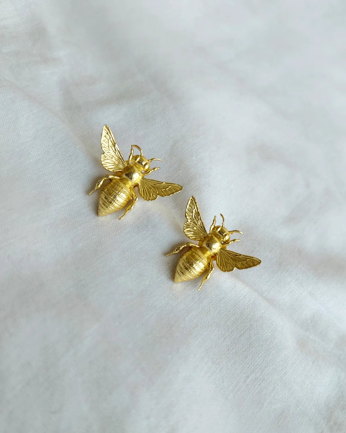 Golden Bee Statement Stud Earrings by Solmist Muse