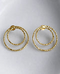Hammered Double Hoop 18K Gold Plated Earrings