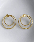 Hammered Double Hoop 18K Gold Plated Earrings