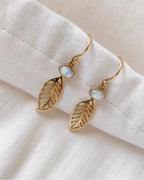 Moonstone Leaf Drop Earrings