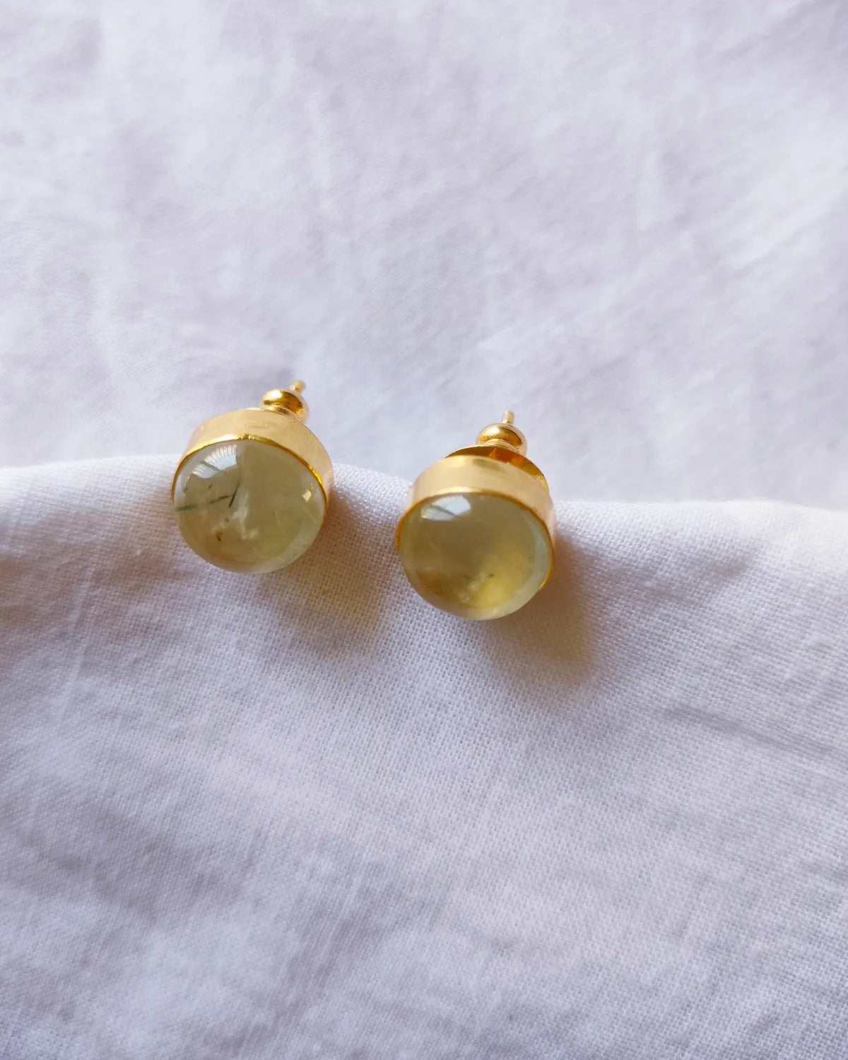Green Aventurine 18K Gold Plated Stud Earrings