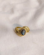 Labradorite Vintage Leaf Statement Ring
