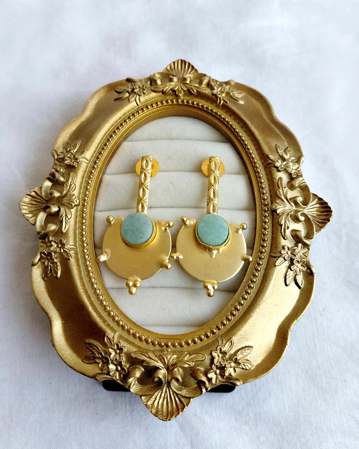 Amazonite 18K Gold Plated Statement Earrings