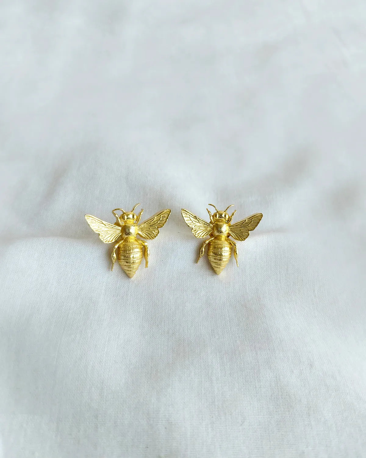 Golden Bee Statement Stud Earrings by Solmist Muse