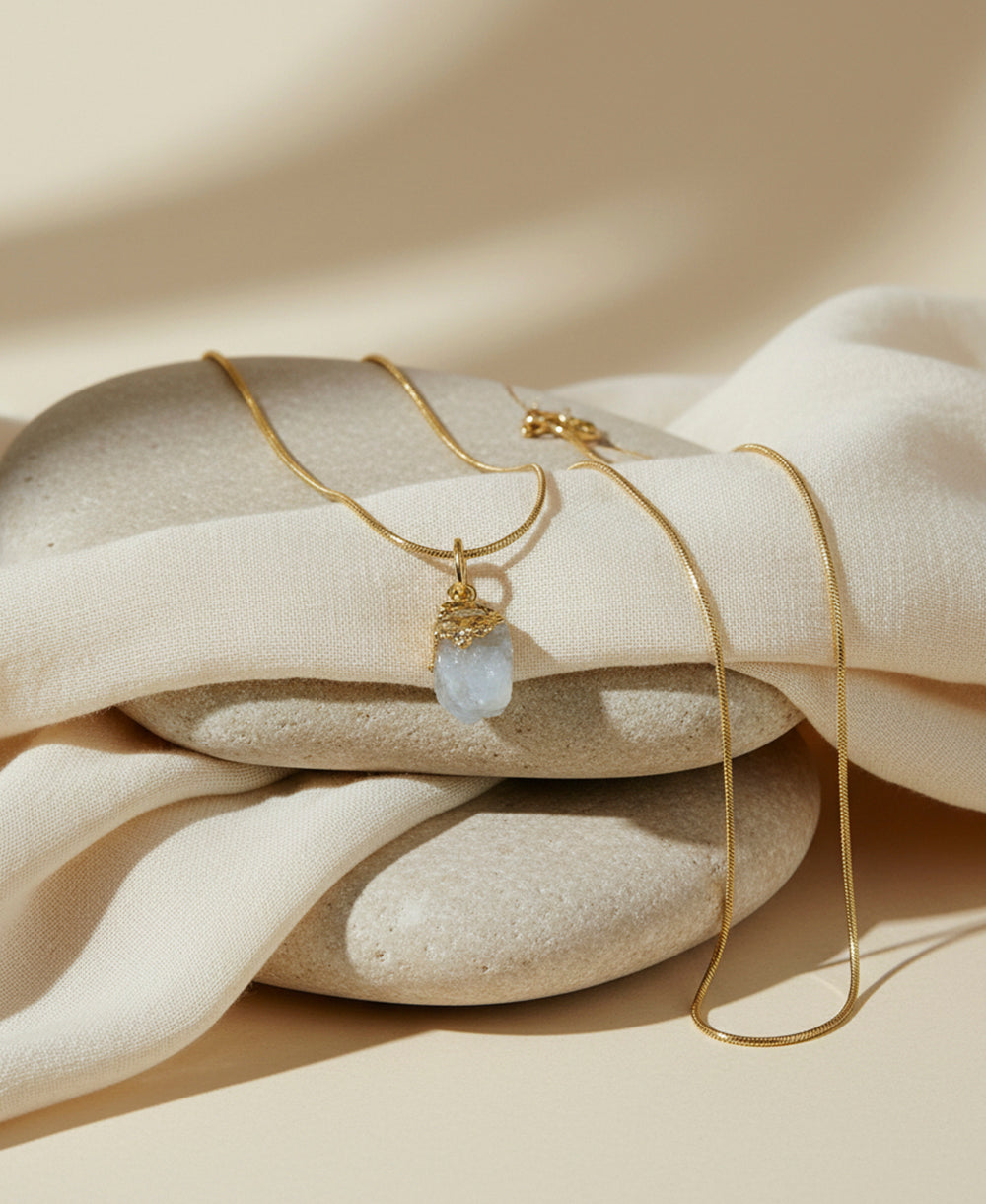 Moonstone Gold Pendant Necklace