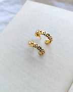 18K gold plated textured organic semi hoop earrings - view 6