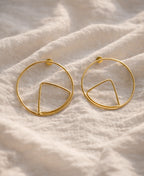 Gold Circle & Triangle Geometric Earrings