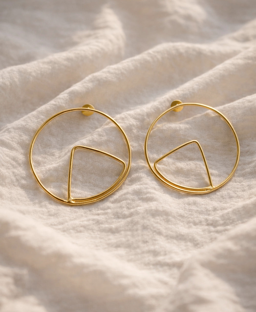 Gold Circle & Triangle Geometric Earrings