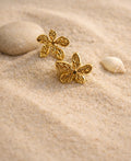18K Gold Plated Filigree Flower Stud Earrings