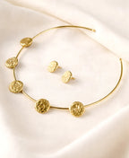 Gold Coin Necklace & Earring Set