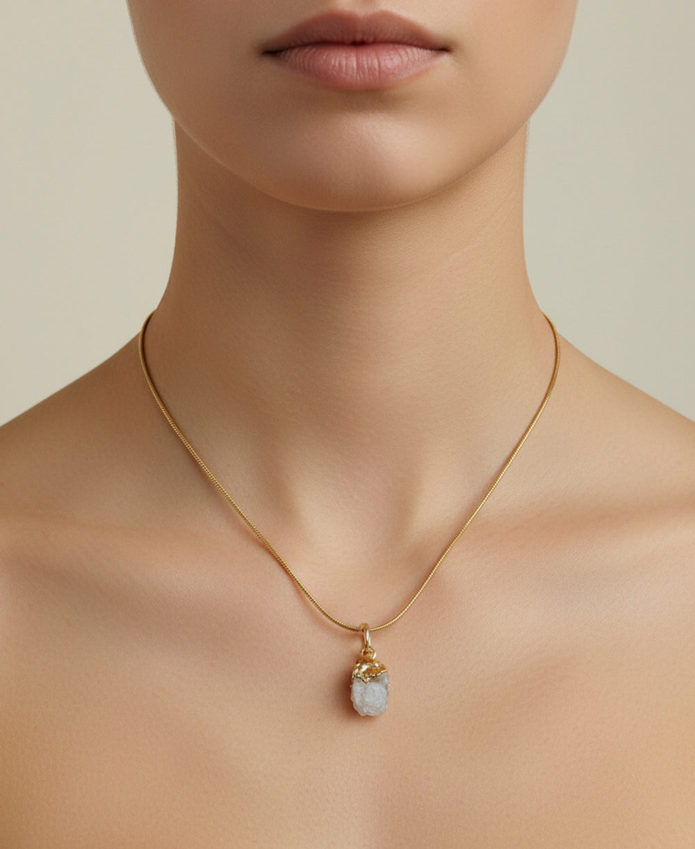 Moonstone Gold Pendant Necklace