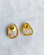 18K gold-plated real pearl sculptural stud earrings
