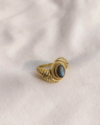 Labradorite Vintage Leaf Statement Ring
