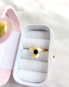 Black Stone Gold Plated Statement Ring
