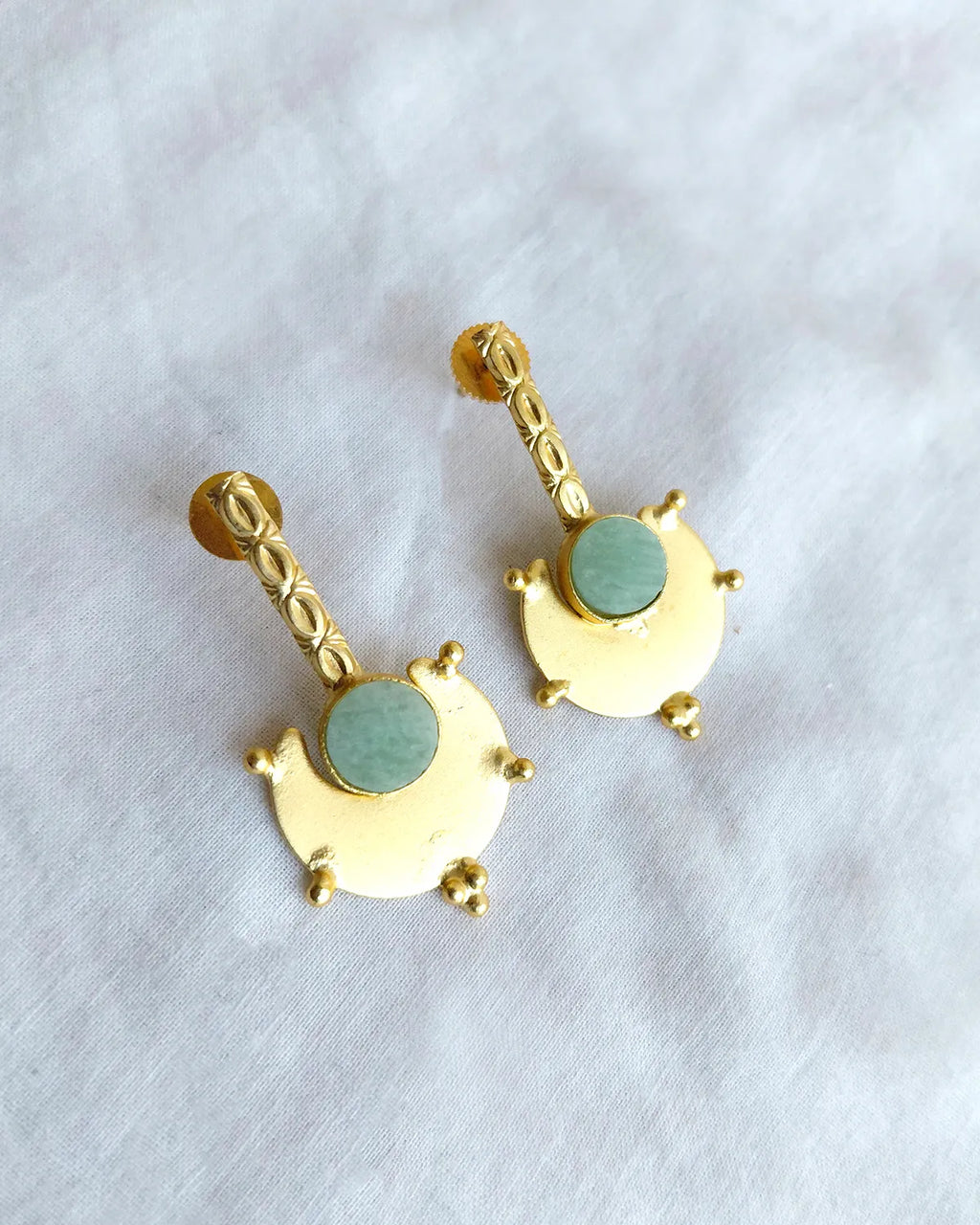Amazonite 18K Gold Plated Statement Earrings