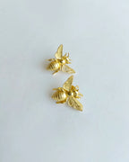Golden Bee Statement Stud Earrings by Solmist Muse
