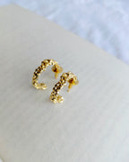 18K gold plated textured organic semi hoop earrings - view 1