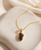 Black Tourmaline Gold Chain Necklace & Stud Earrings Set
