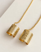 18K gold plated ornate ear cuff chain earrings product close-up