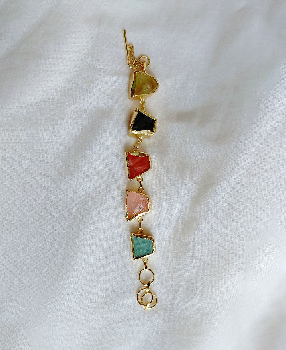 Multi Stone 18K Gold Plated Bracelet
