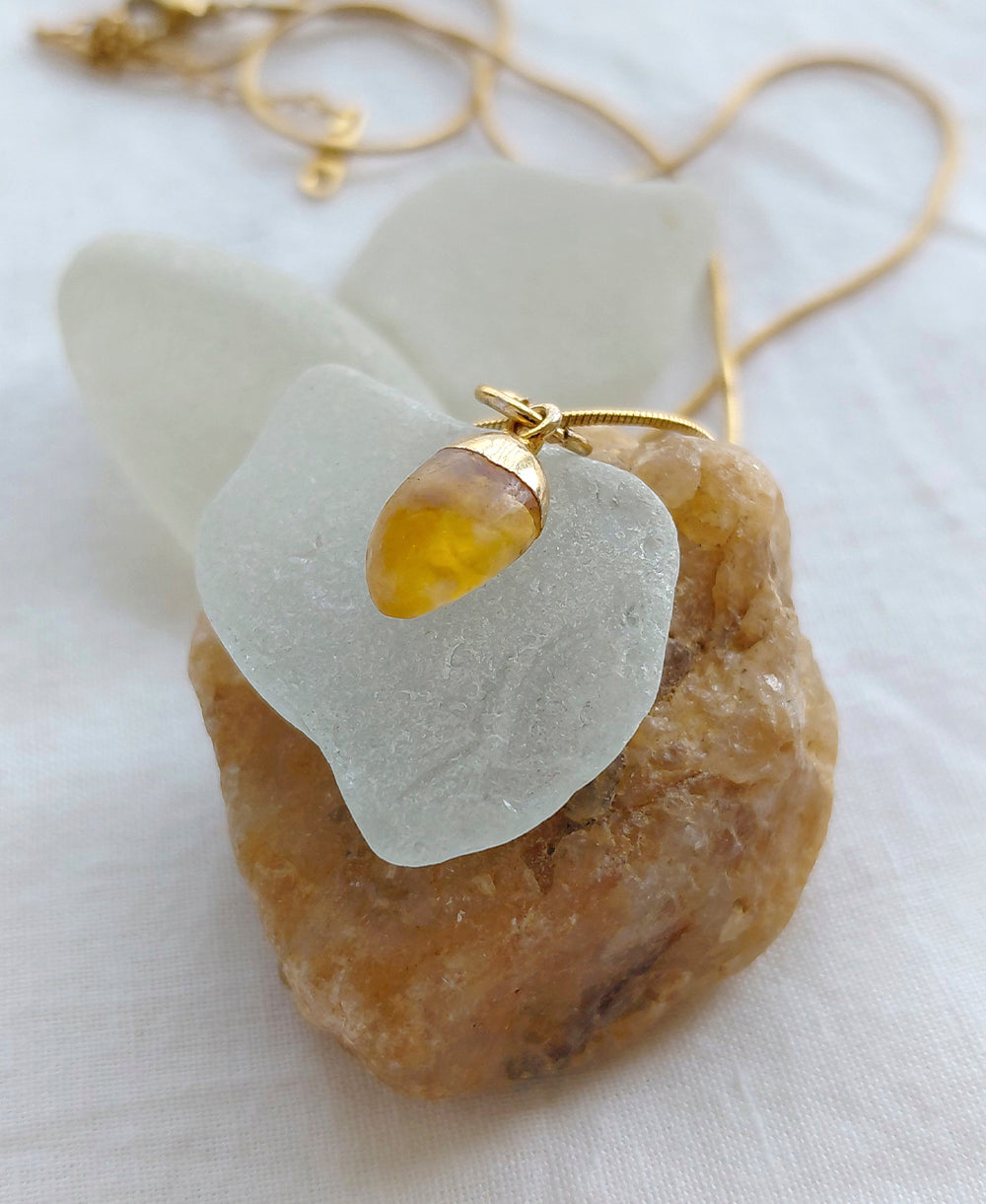 Citrine Gold Pendant Necklace