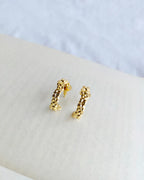 18K gold plated textured organic semi hoop earrings - view 2