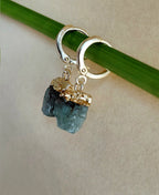 Emerald Gold Hoop Drop Earrings