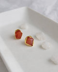 Carnelian 18K Gold Plated Stud Earrings