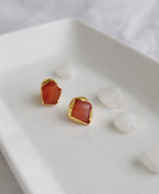 Carnelian 18K Gold Plated Stud Earrings