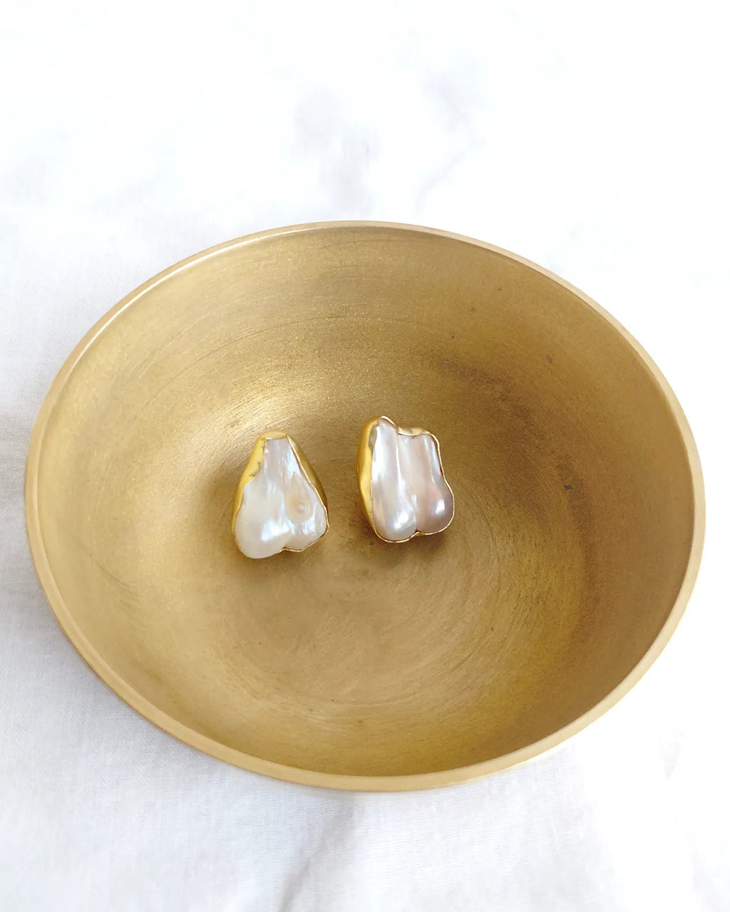18K gold-plated real pearl sculptural stud earrings