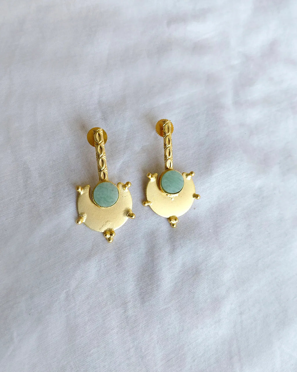Amazonite 18K Gold Plated Statement Earrings