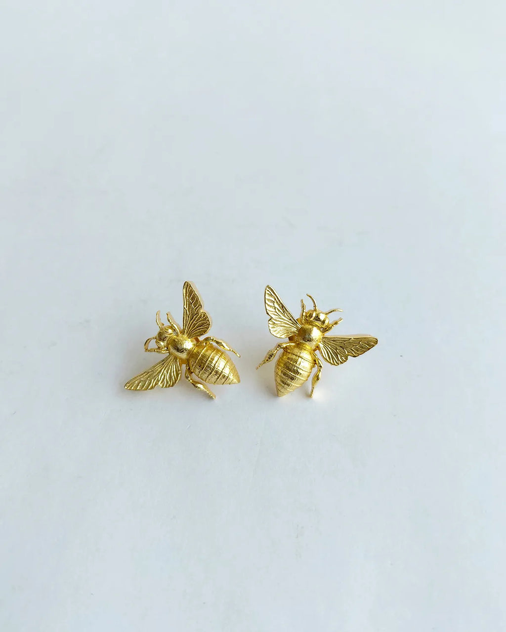 Golden Bee Statement Stud Earrings by Solmist Muse