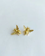 Golden Bee Statement Stud Earrings by Solmist Muse