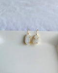 Raw white stone gold hook earrings