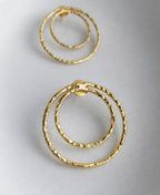 Hammered Double Hoop 18K Gold Plated Earrings