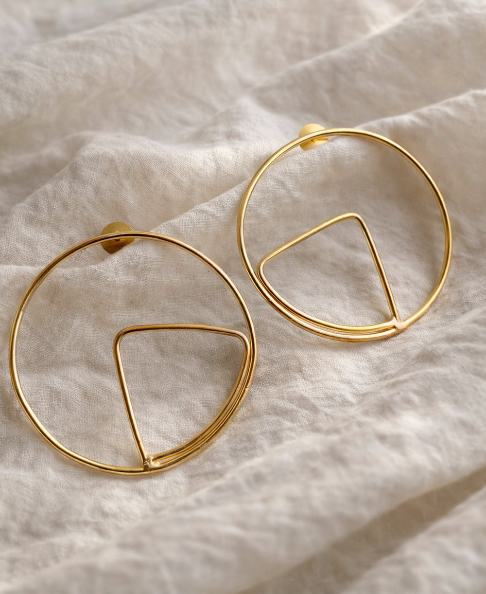Gold Circle & Triangle Geometric Earrings