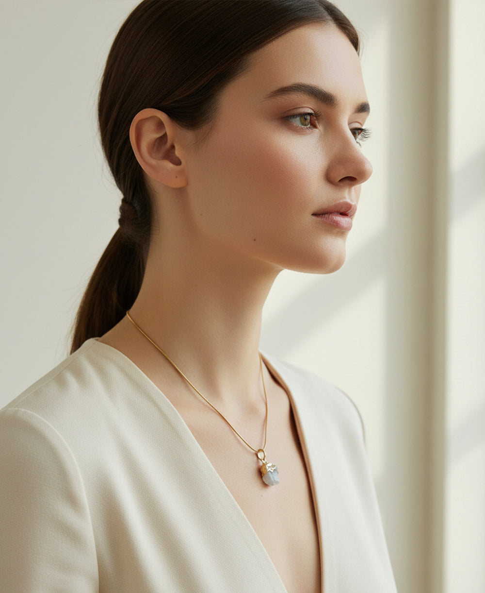 Moonstone Gold Pendant Necklace