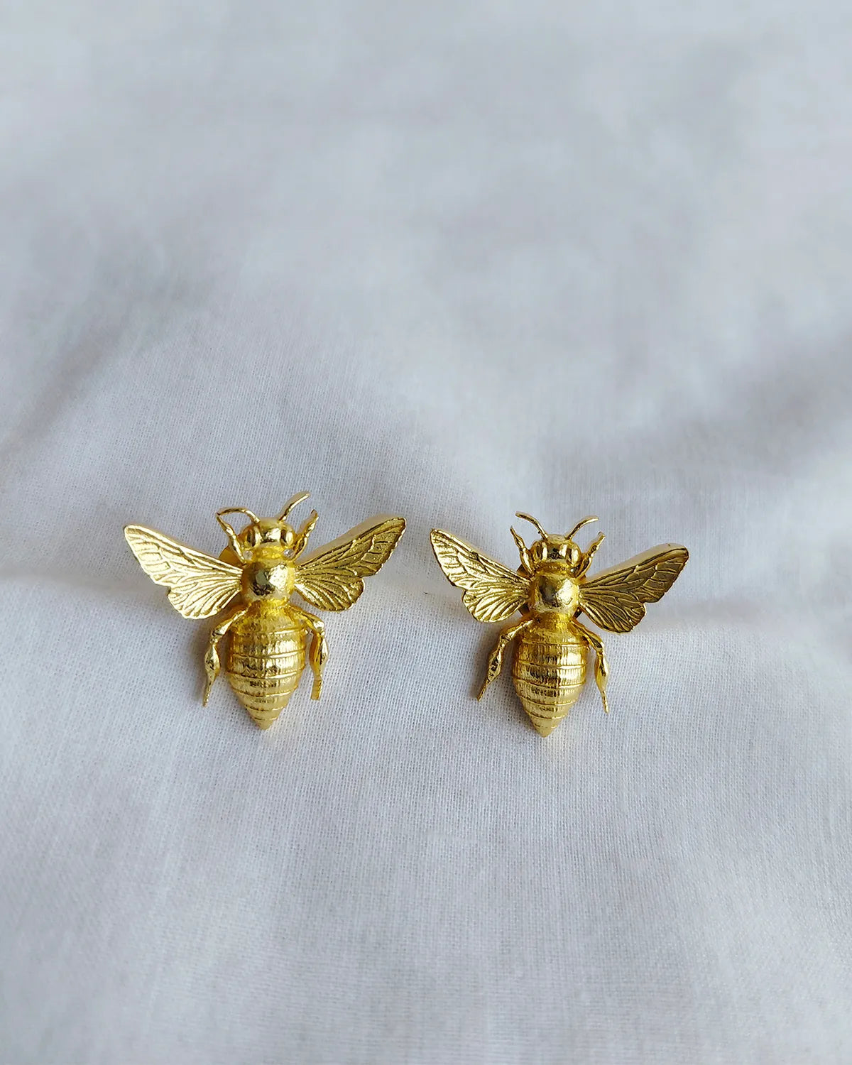 Golden Bee Statement Stud Earrings by Solmist Muse