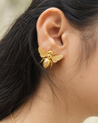 Golden Bee Statement Stud Earrings by Solmist Muse