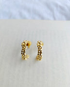 18K gold plated textured organic semi hoop earrings - view 4