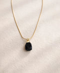 Black Onyx Raw Stone Gold Pendant Necklace