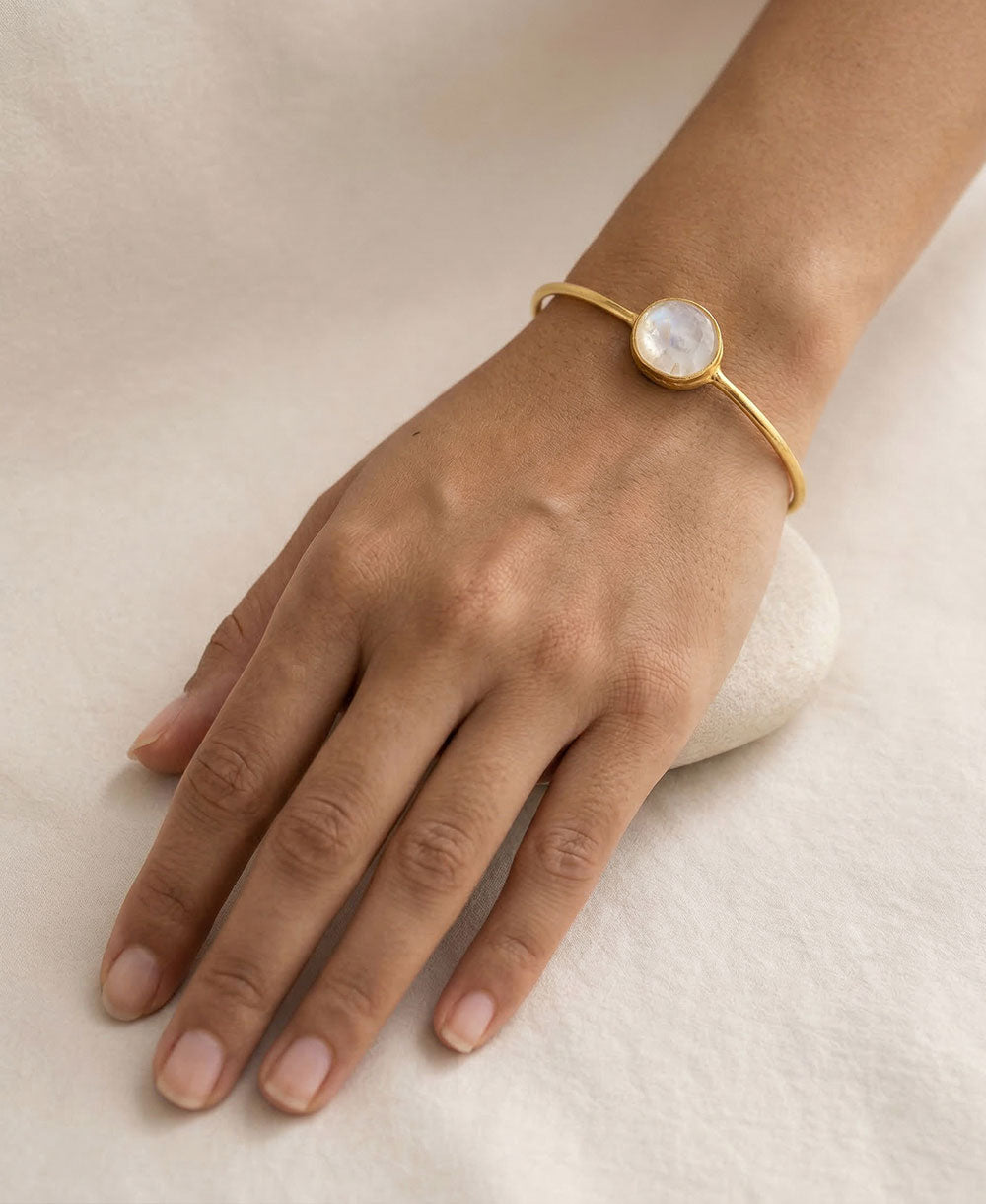 Moonstone Gold Cuff Bracelet