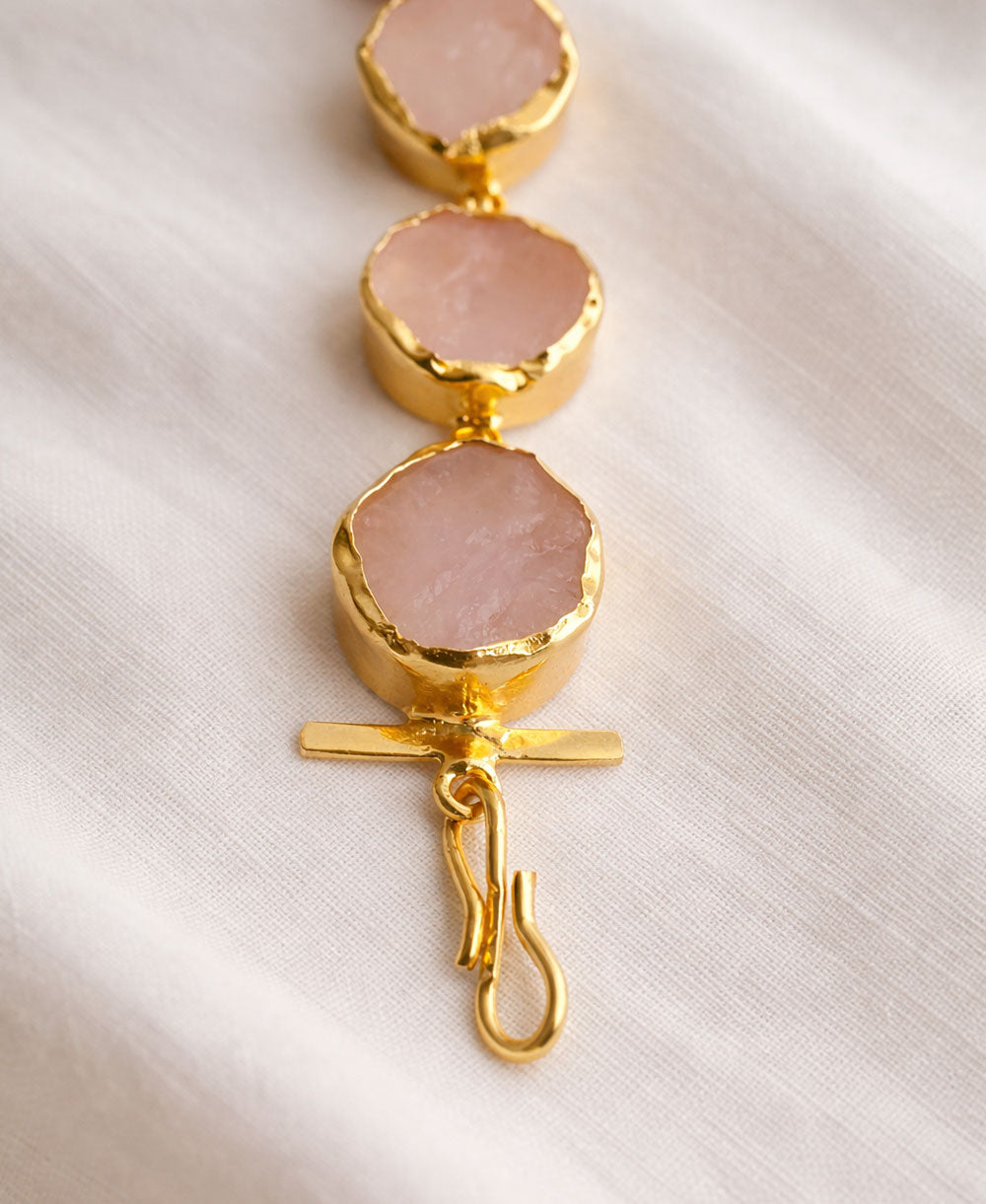 Rose Quartz 18K Gold Plated Bracelet