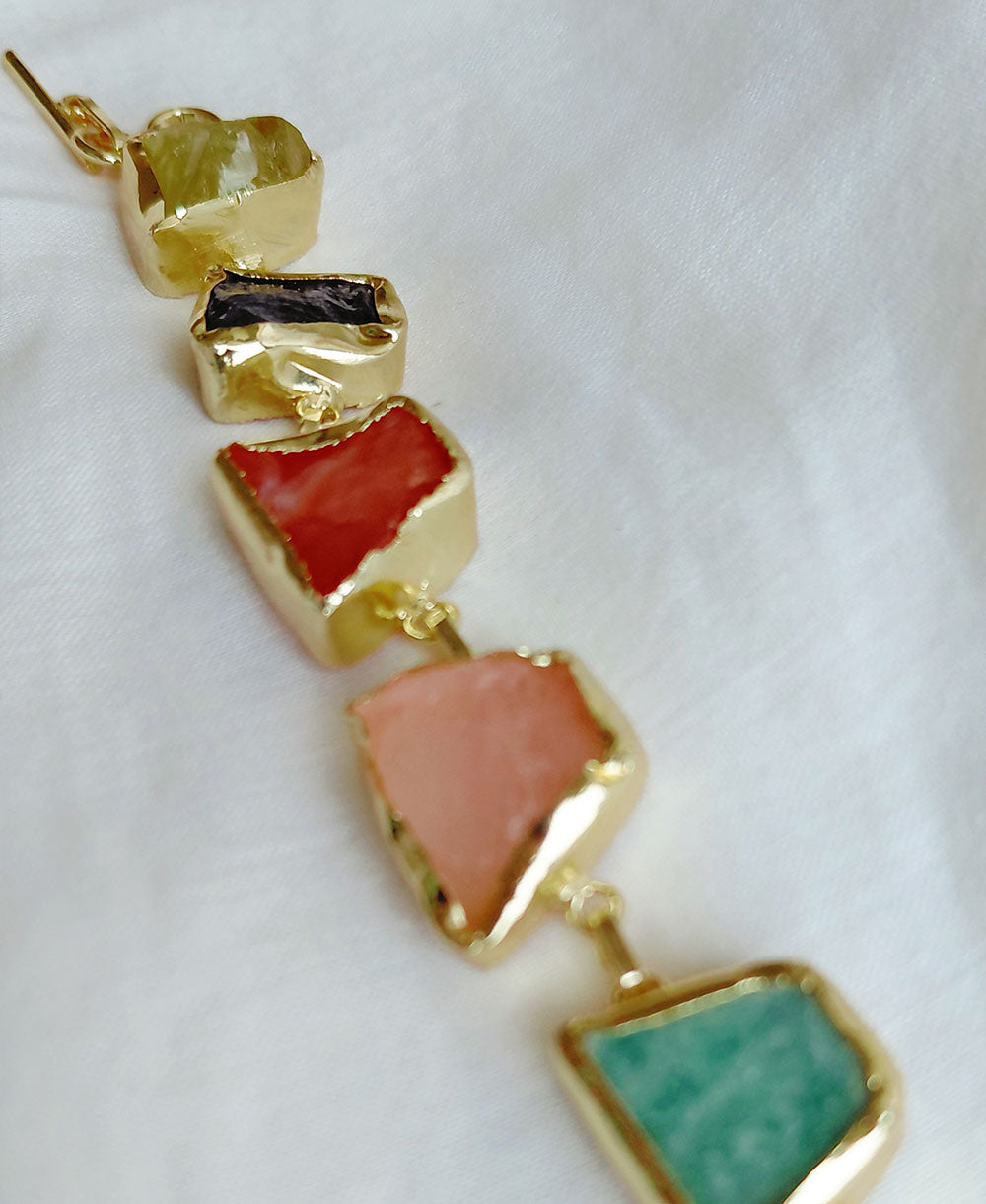 Multi Stone 18K Gold Plated Bracelet