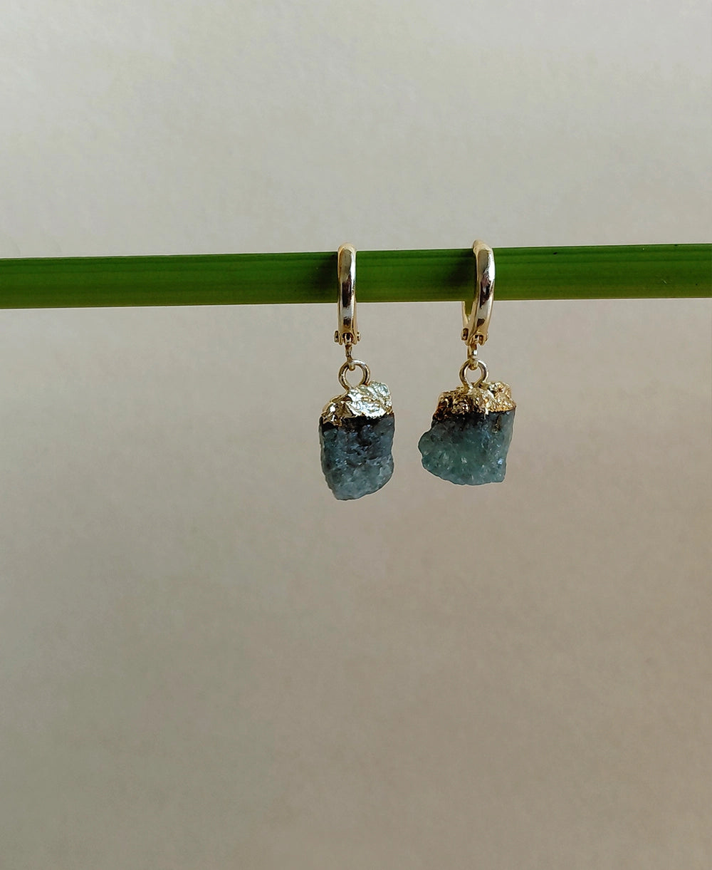 Emerald Gold Hoop Drop Earrings