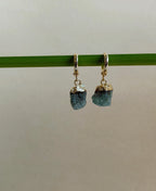 Emerald Gold Hoop Drop Earrings
